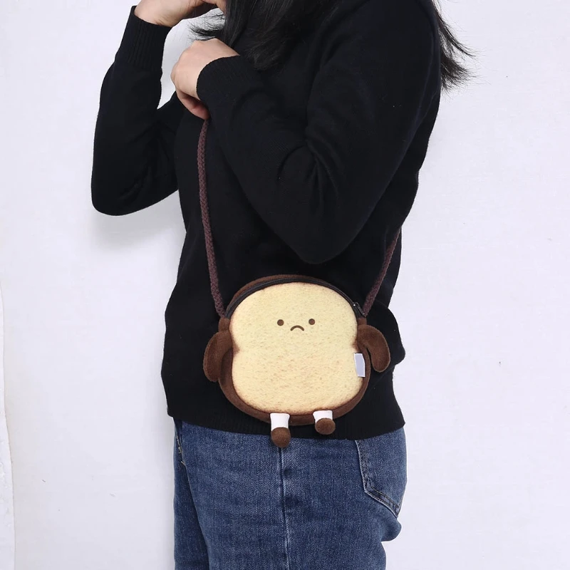 

Cute Bread Toast Plush Coin Wallet Purse Pouch Women Girls Earphone Lipstick Bag Crossbody Shoulder Handbag Toys Birthday Gift