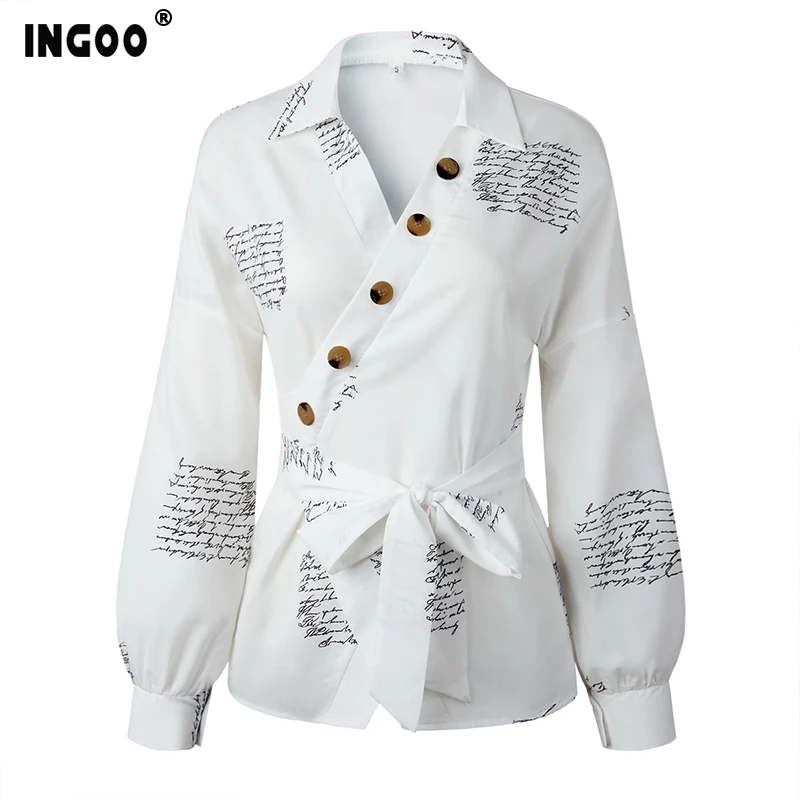 Женская Асимметричная блузка INGOO Весенняя рубашка с длинными