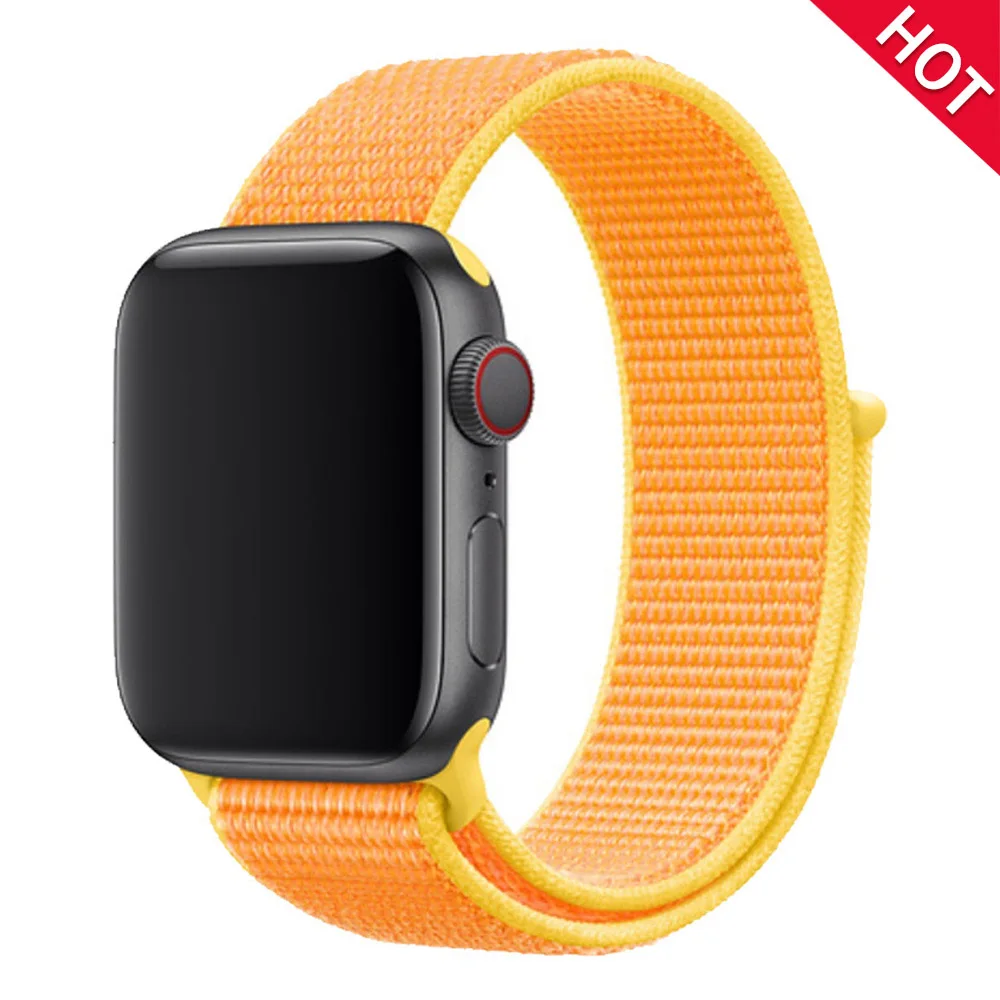 Band For Apple Watch Series 5 4 3 2 1 38MM 42MM watchband Breathable Nylon Strap Sport Loop for iwatch Bracelet 40MM 44MM - Band Color: Light yellow