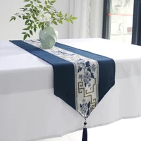 retro luxury table runner with tassel for dining table wedding party banquet cake floral tablecloth decor table runner