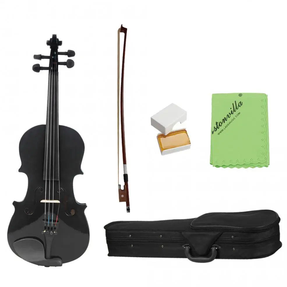 

4/4 Full Size Black Lightweight Acoustic Violin Fiddle with Case & Bow & Rosin for Violin Beginners