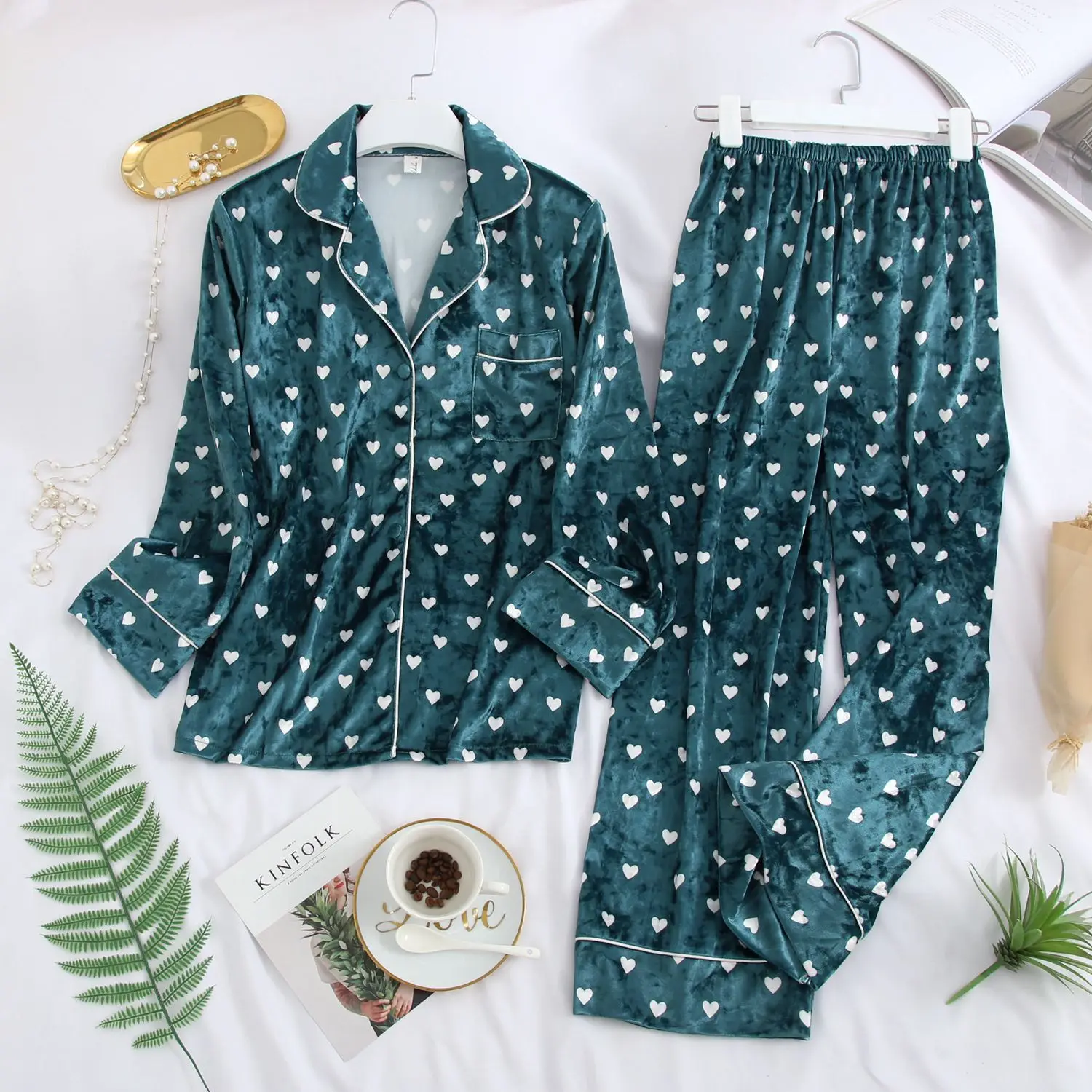 Бархатный осенний пижамный комплект MECHCITIZ 2019 для женщин теплый одежда сна штаны