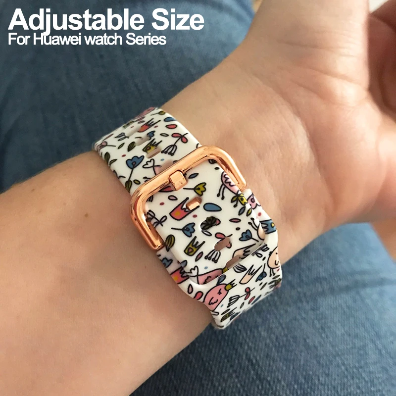 

20mm 22mm Silicone Bracelet Strap For Huawei honor watch Magic 2 Printing Watch band For Huawei watch 2 Pro GT 2e GT2 42mm 46mm