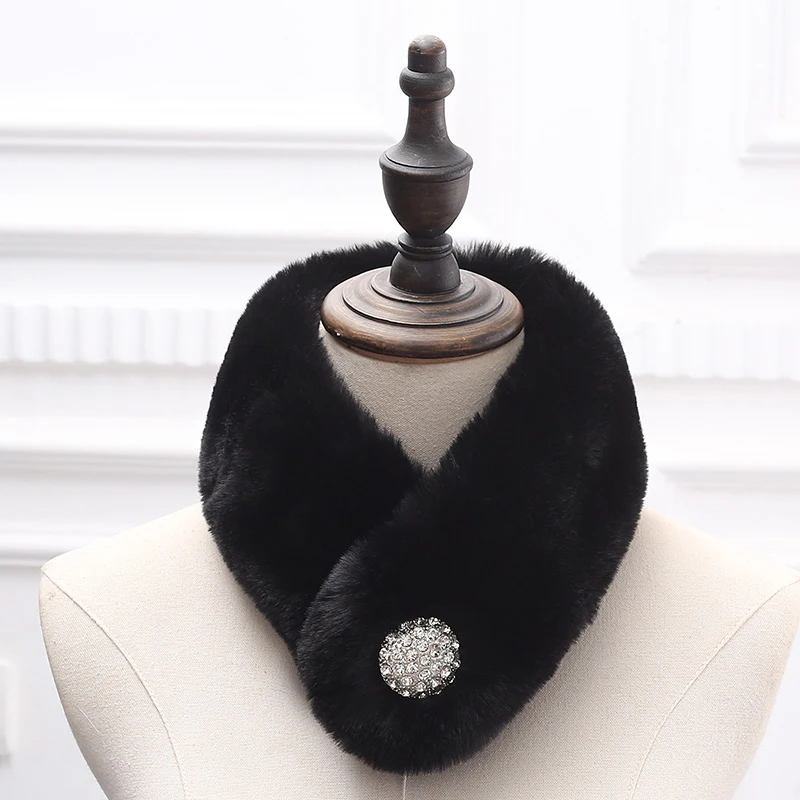 Женский зимний теплый шарф с кольцом из искусственного кроличьего меха