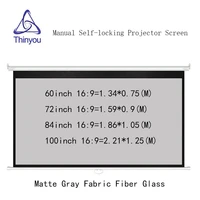 thinyou manual auto self locking pull down 60inch 72inch 84inch 100inch 169 projector screen matte gray fabric fiber glass