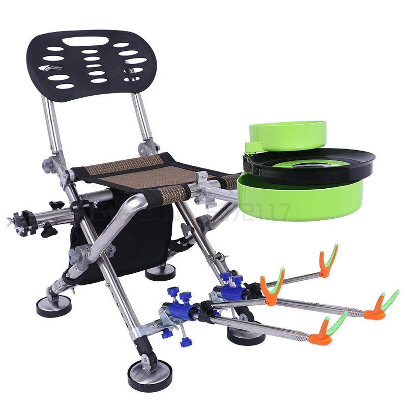 구매 낚시 의자 스테인레스 스틸 휴대용 낚시 의자 야생 낚시 의자 접는 모든 지형 다기능 플랫폼 낚시