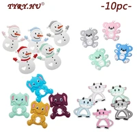 tyry hu 10pcs silicone teether food grade silicone rodent snowman diy pacifier chain for baby chew toy silicone bead teether