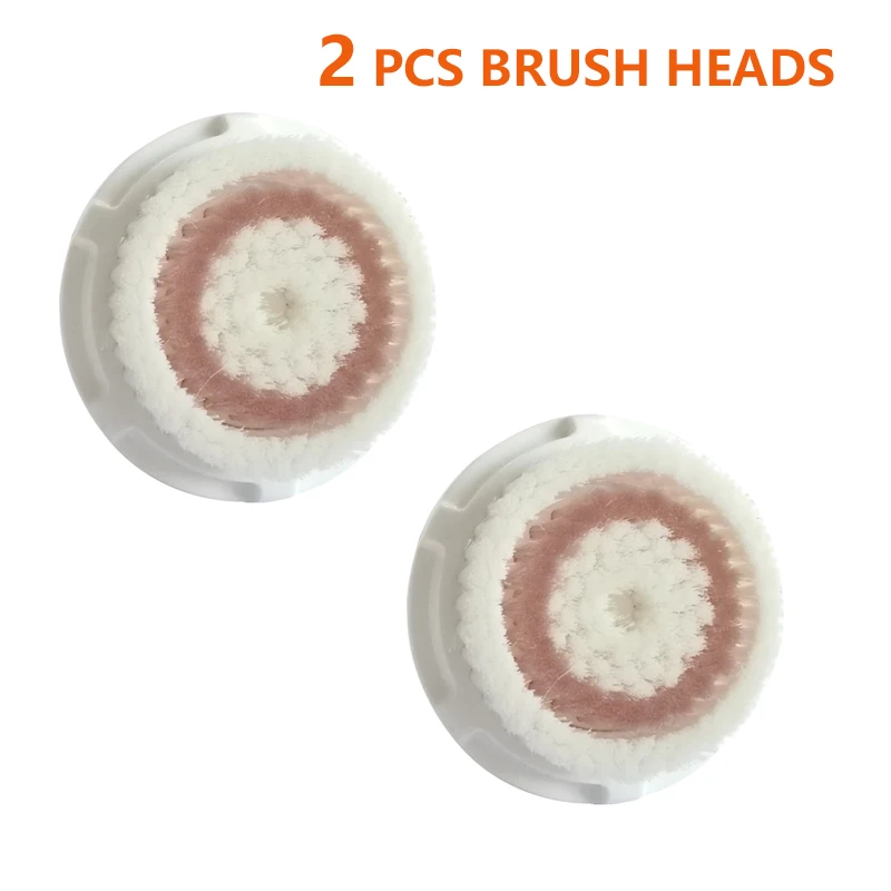 Brush Heads x 2 PCS Lescolton питание Очищающая Соник щетка для лица USB зарядка Водонепроницаемый скруббер для кожи устройства Электрический угрей Чистка Пор Cepillo - Цвет: Brush Heads x 2 PCS