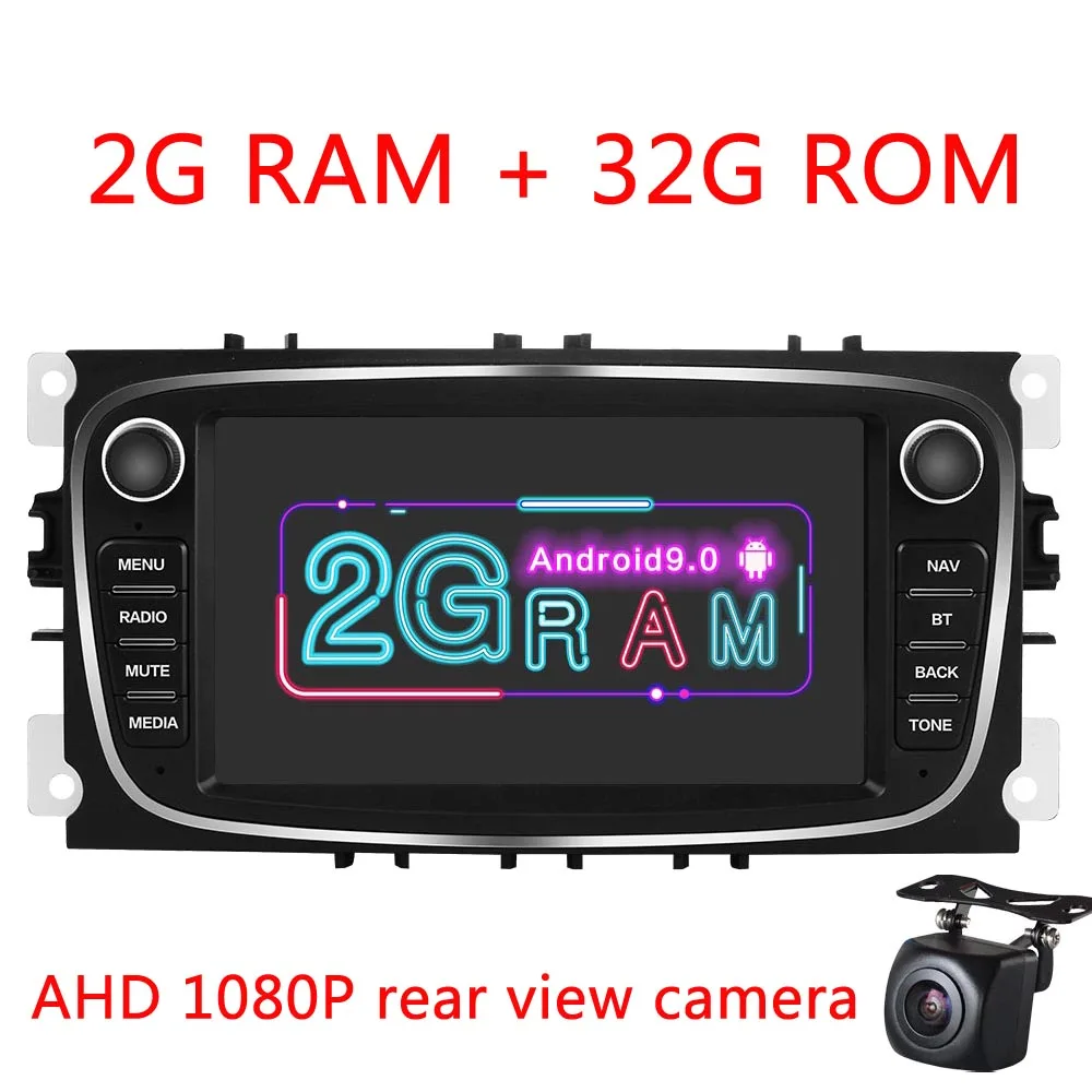 2G 32G CAM 2Din Android 9,0 автомобильный Радио мультимедийный плеер для Ford Focus S-Max Mondeo 9 Galaxy C-Max II Kuga gps навигация 2G ram - Цвет: 2G 32G CAM