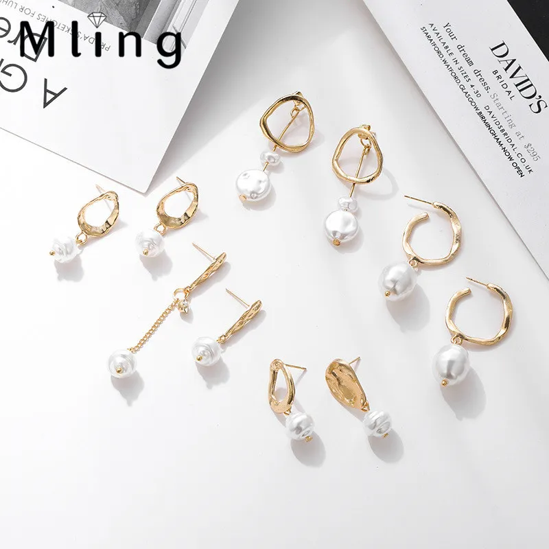 Miling новинка модные серьги гвоздики с искусственным жемчугом для женщин золотой