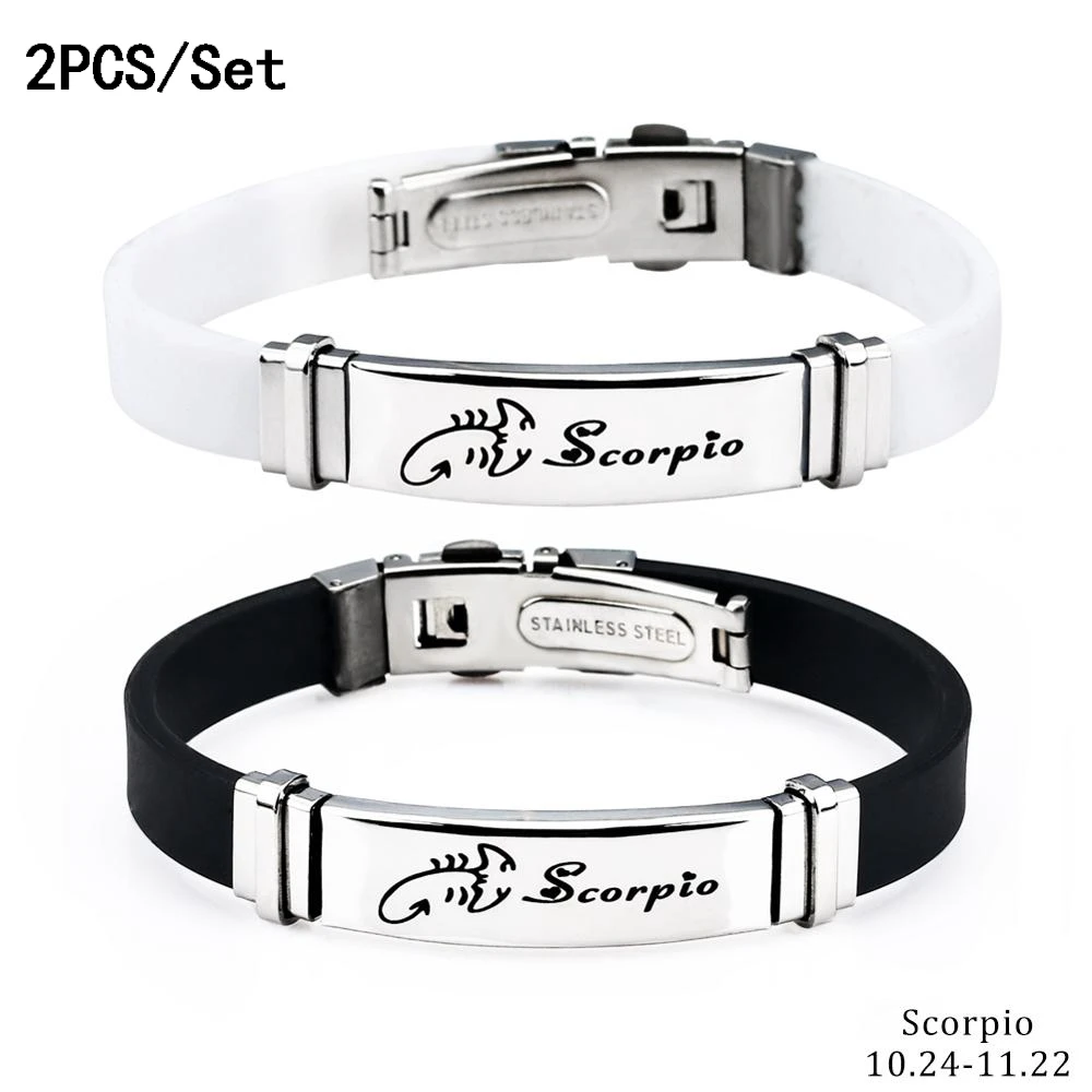 2 шт./компл. нержавеющая сталь 12 созвездий силиконовые браслеты для женщин Шарм со