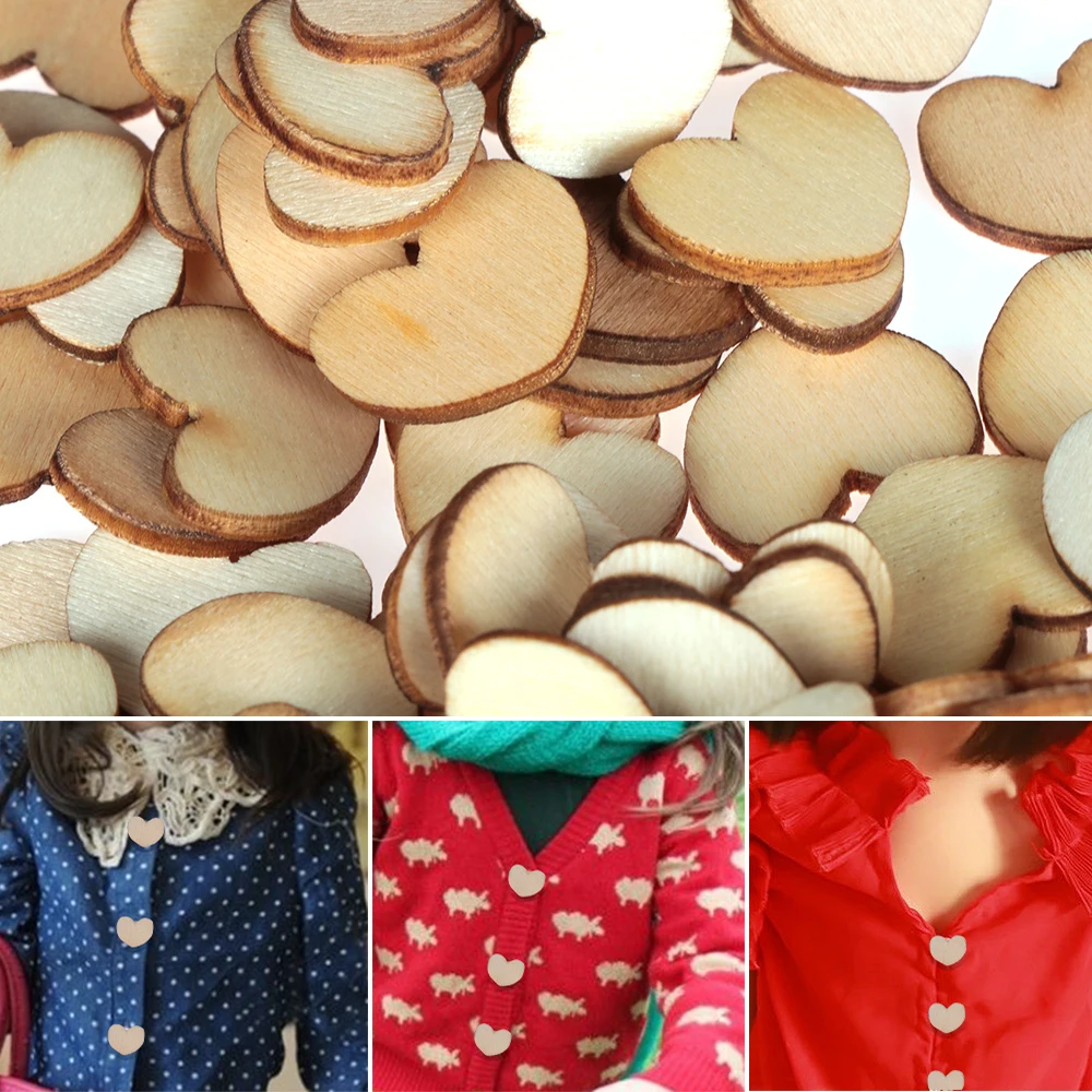 200 шт./упак. DIY настольные поделки Art украшение скрапбукинг Wooden Love Heart Confetti для