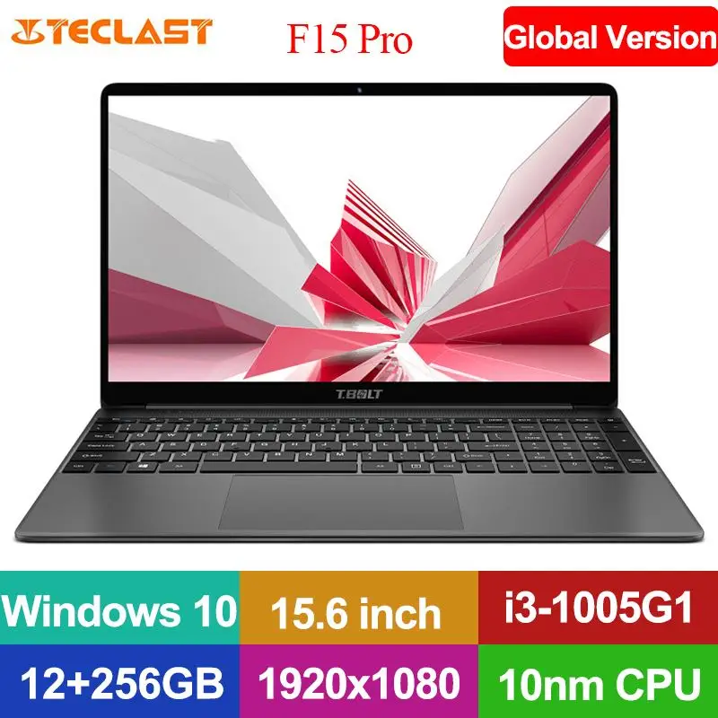 Teclast F15 Pro 15.6'' Laptop Intel Core i3-1005G1 Windows 10 12GB LPDDR4 256GB SSD 1920x1080 FHD 54Wh Battery USB3.0 Notebook