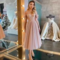 vinca sunny vintage pink prom dresses off the shoulder shiny tulle custom made evening gown party dress for graduation 2022