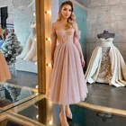 Винтажное розовое платье Vinca Sunny для выпускного вечера с открытыми плечами, блестящее Тюлевое вечернее платье на заказ, вечернее платье для выпускного вечера, 2022