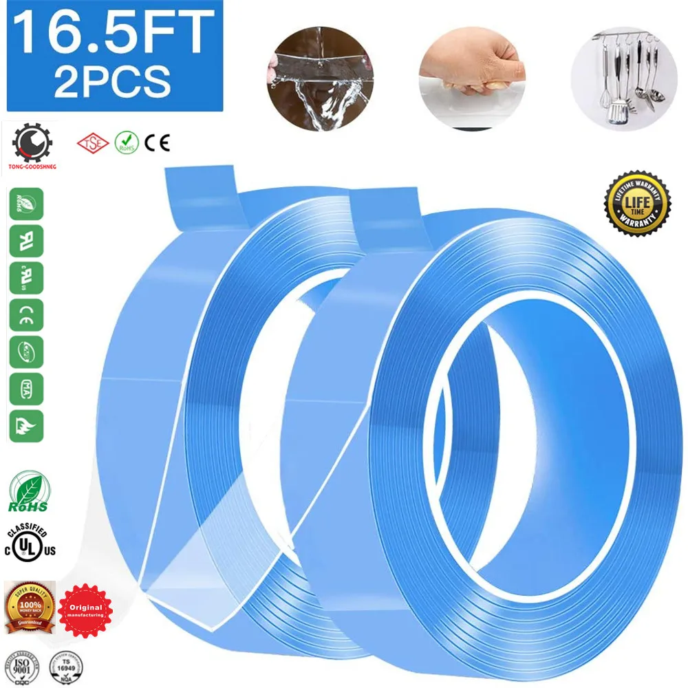 

2Pack Nano Tape Double Sided Tape Adhesive Removable Traceless Clear Washable Sticky Gel,Grip Anti-Slip Pads for Fixing Carpet