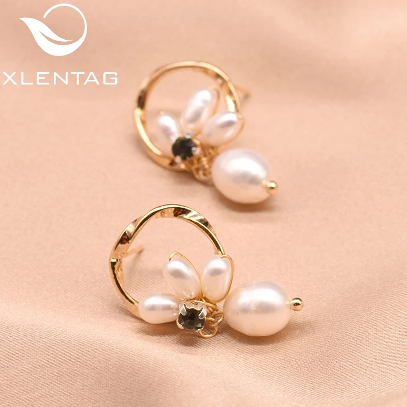 Серьги XlentAg с пресноводным жемчугом женские круглые ювелирные украшения ручной