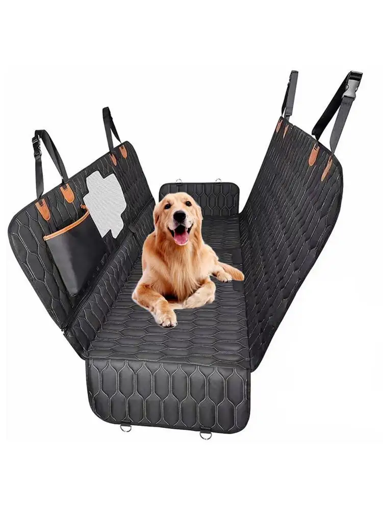 

Автомобильная переноска для собак 4 в 1, водонепроницаемый чехол на сиденье с ремешком и карманами, сетчатые коврики, подушка для заднего гам...