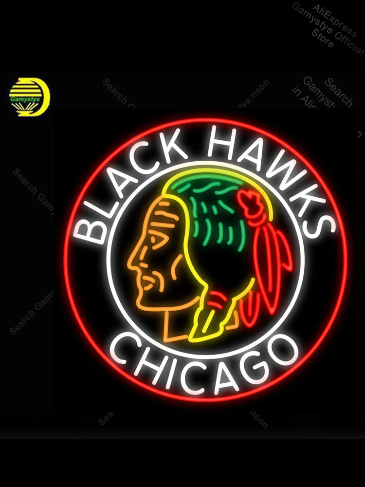 Неоновая вывеска Для памятных неоновых лампочек Чикаго черный ястреб со склада