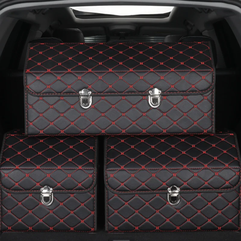 

ATL New type top leather car stowing tidying car trunk organizer storage box top grade leather storage CS28