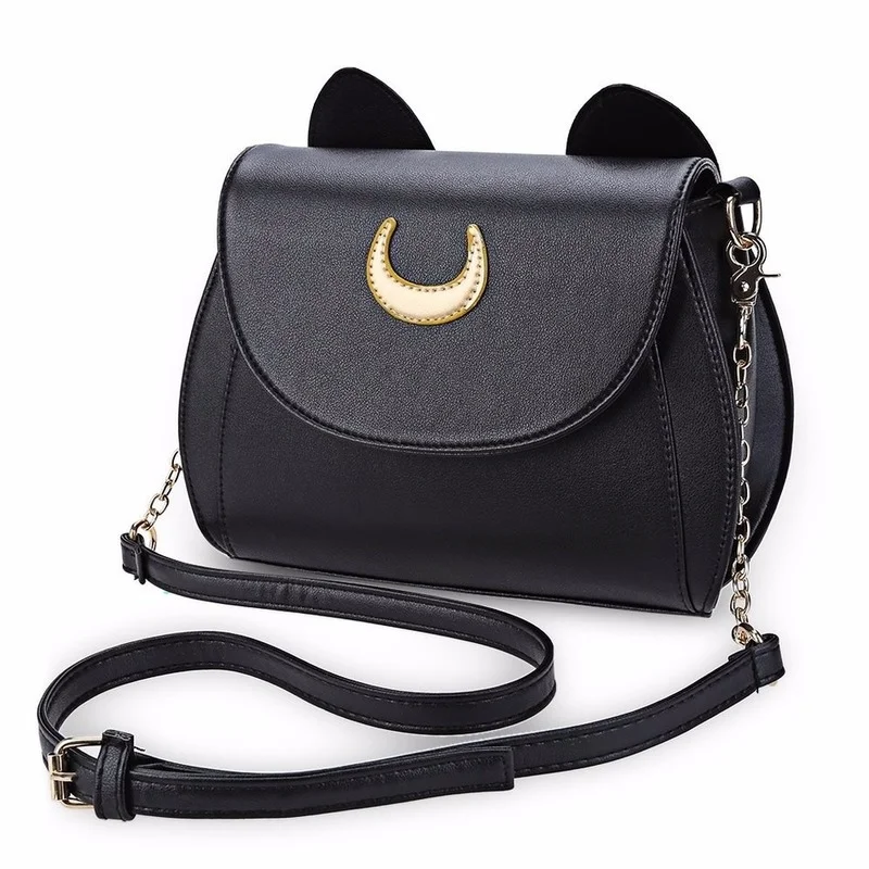 

Summer Sailor Moon Ladies Handbag Black Cat Shape Chain Shoulder Bag PU Leather Women Messenger Crossbody Small Bag women bag