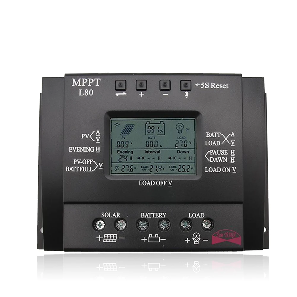 Lcd 60/80A MPPT солнечный 3 Таймер регулятор заряда контроллер + 2X разъем|Солнечная
