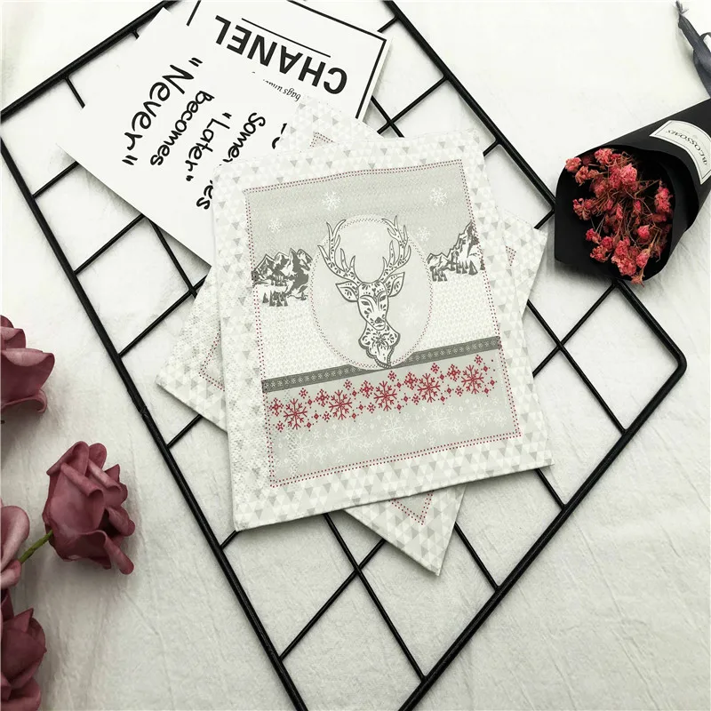 

20Pcs/lot 33*33cm Color Printed Napkin Limited Edition 2-layer Christmas Party Square Tissue DIY Party Paper Towel Decoration