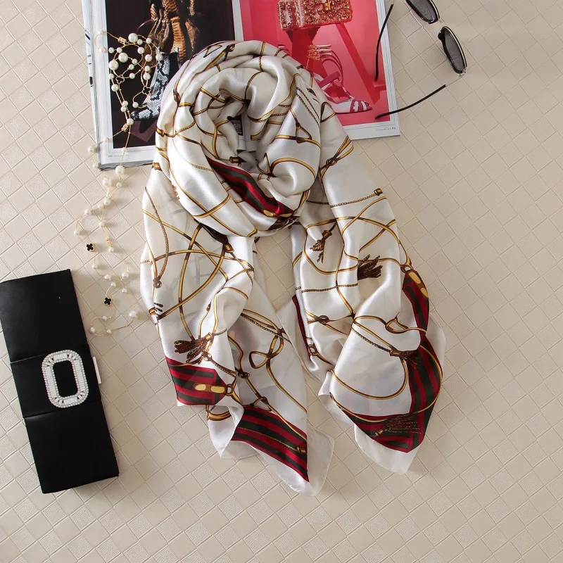 

Yulaili 2020 New Design Mature Style Women Scarf Fashion Print Silk Scarves Lady Shawls and Wraps Foulard Bandana Beach Stoles