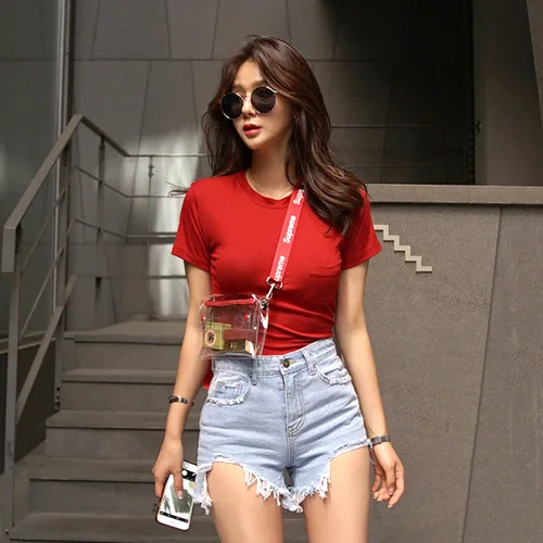 Женская хлопковая блузка с коротким рукавом и круглым вырезом | одежда