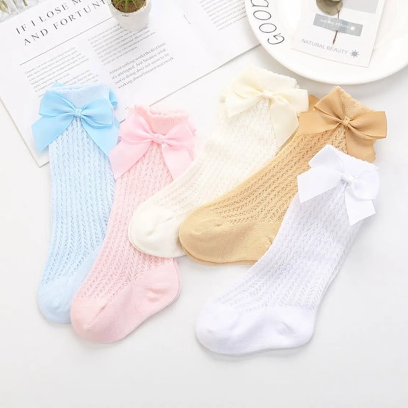 

Long Tube Socks Mesh Bowknot Mosquito Baby Socks Stripe Children Socks hight quality Children Socks For Non-slip Baby Girls Sock