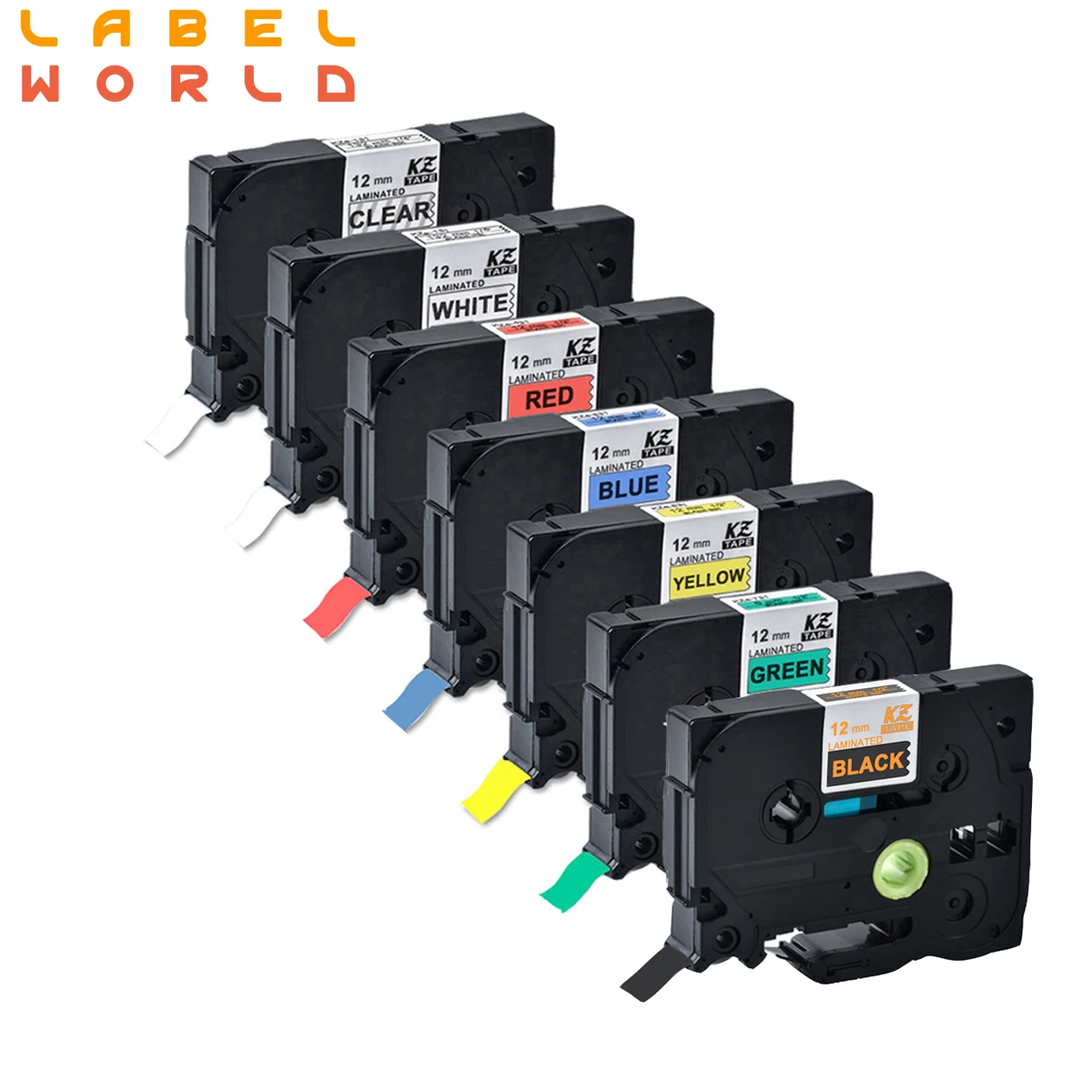 Этикетка World 12 мм черная на белом родном ленте совместимая с Brother P-touch TZe231 tze431 p-touch