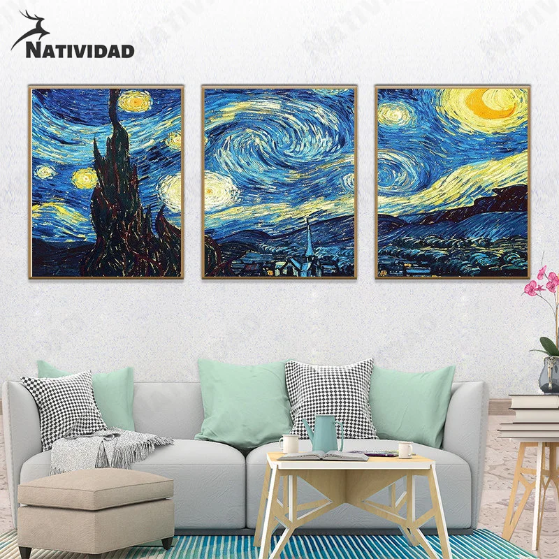

Картина с надписью «Ван Гога», настенный плакат со звездным небом, Скандинавская фигурка, картина для гостиной, украшение для дома