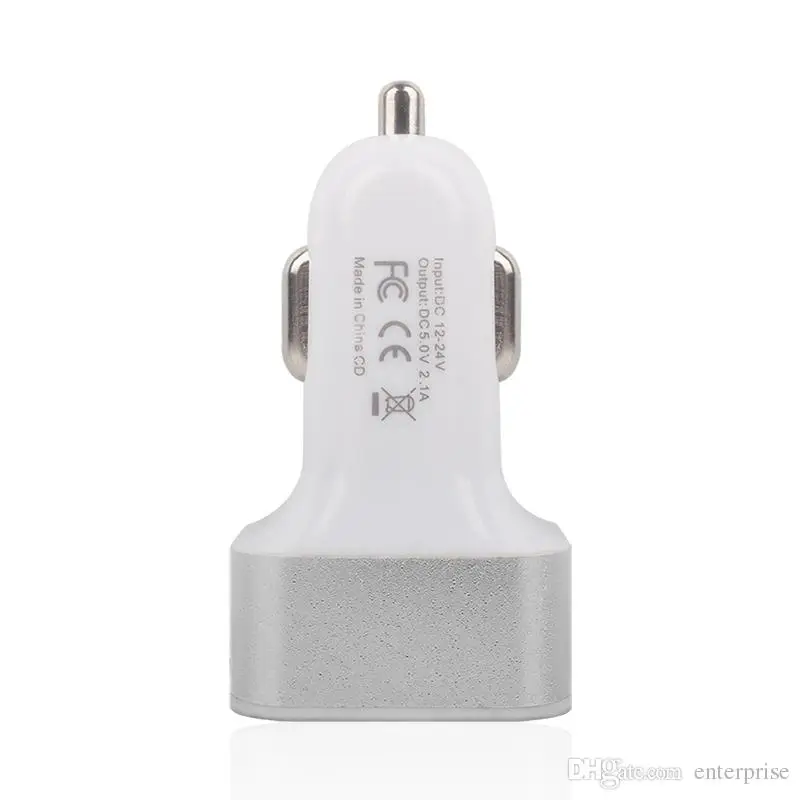 100 шт./лот красочный прочный универсальный 4.1A 12V 3 USB порт автомобильное зарядное