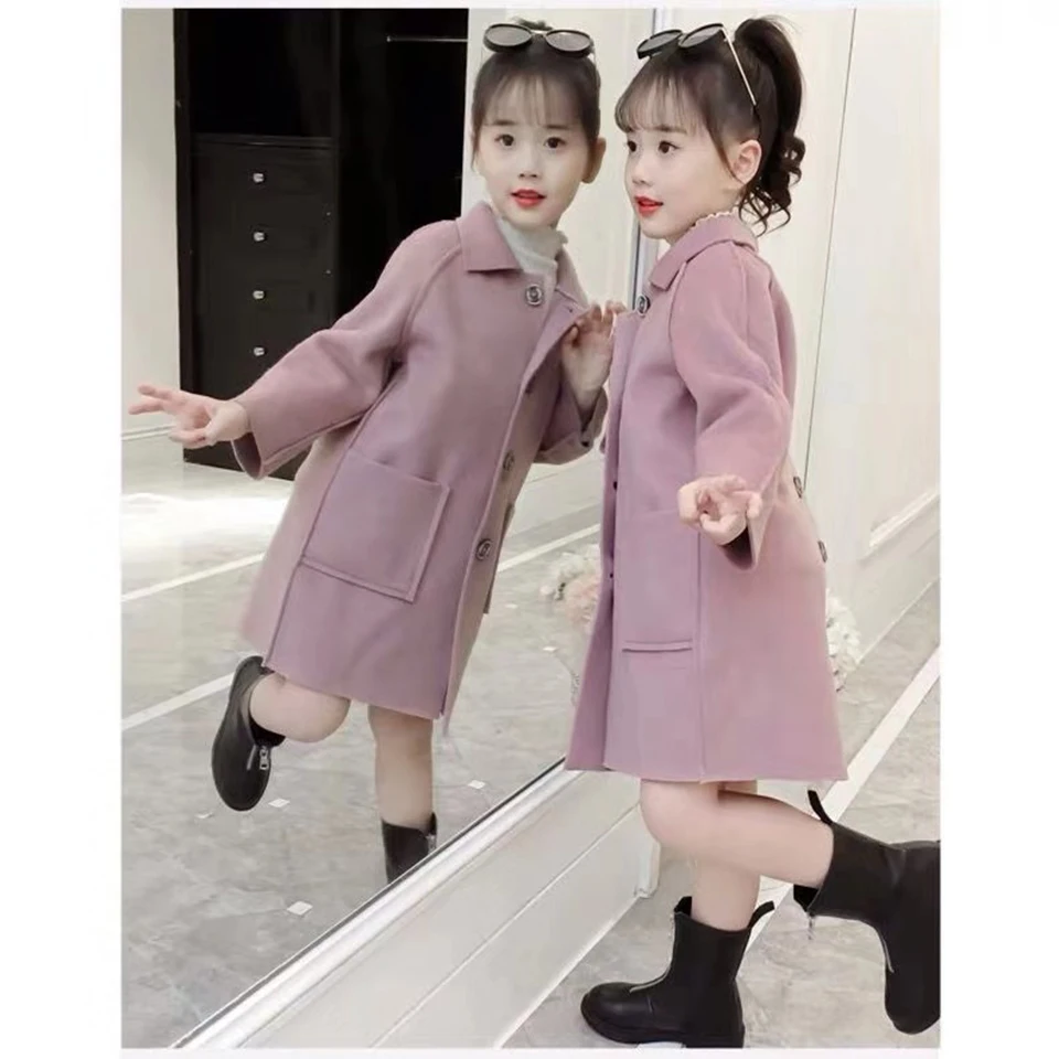 

Spring Autumn Girls Wool Jackets For Girls 2019 Hot Sale Casual Outerwear Girls Clothing Children Teenagers Girl Outwear Coats