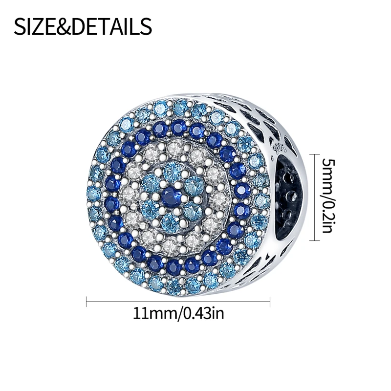 

925 Sterling Silver Blue Magic Eye Copper Inlaid Zircon Beads Fit Original Pandora Bracelet&Bangle Making Fashion DIY Jewelry