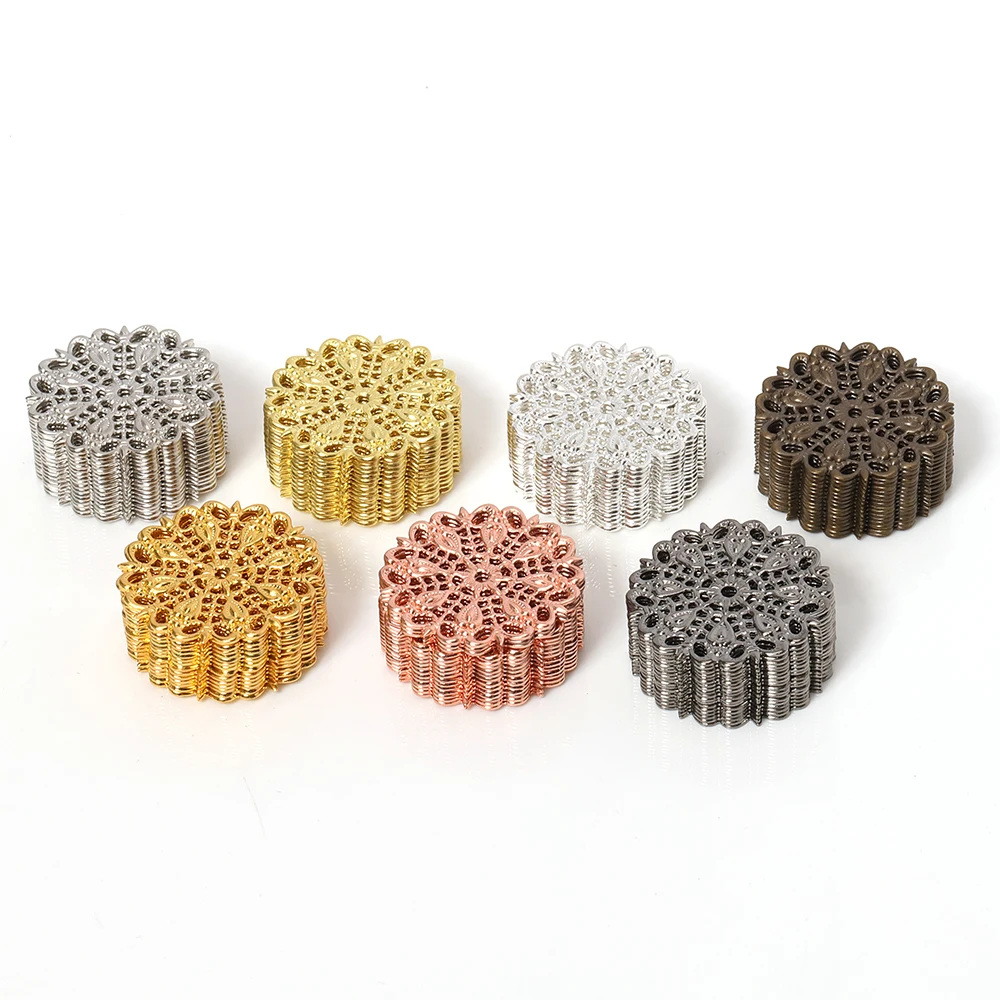 20 шт 25 мм золото родиевый Металл выдалбливают Цветок филигранные обертывания