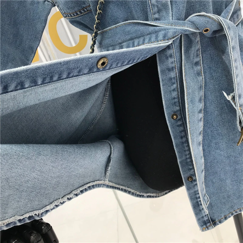 Куртка женская джинсовая с длинным рукавом однобортная винтажная верхняя одежда