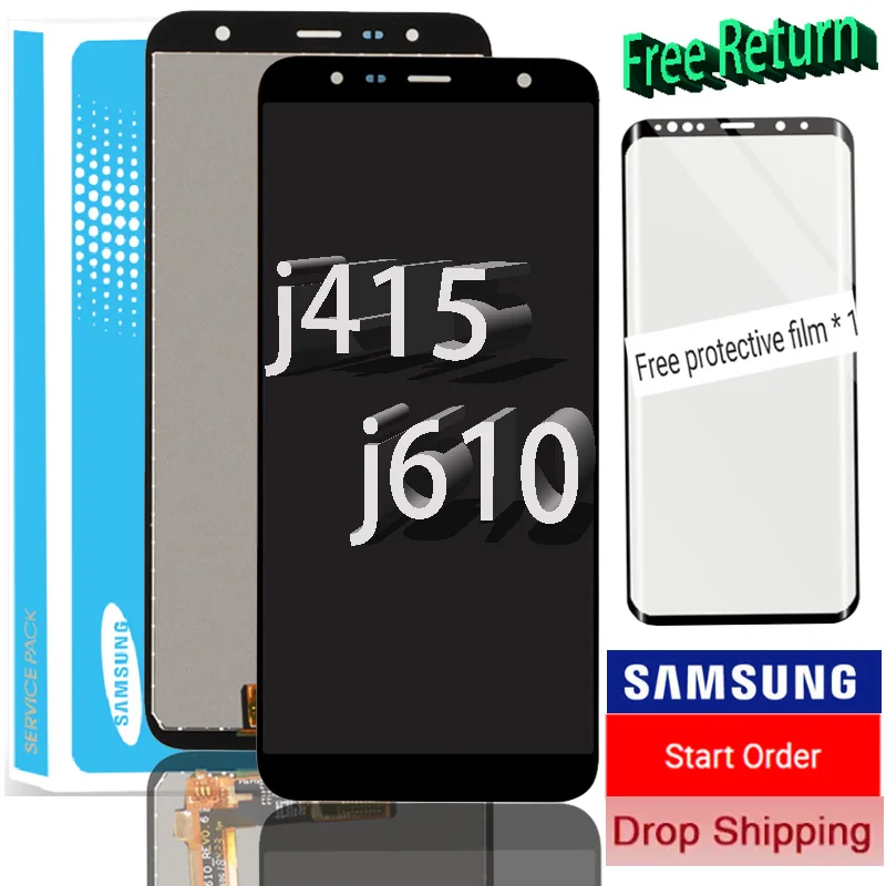 С закаленным стеклом для SAMSUNG Galaxy J4 + 2018 Plus J415 J415F J410 J6 J610 J400 ЖК дисплей с сенсорным