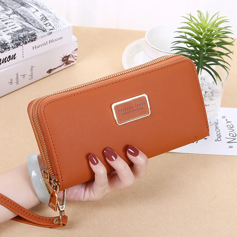 

2020 High Quality Double Zipper Wallet Ladies Long Large Capacity Clutch Double Wallet Korean Wallet Change Mobile Phone Bag