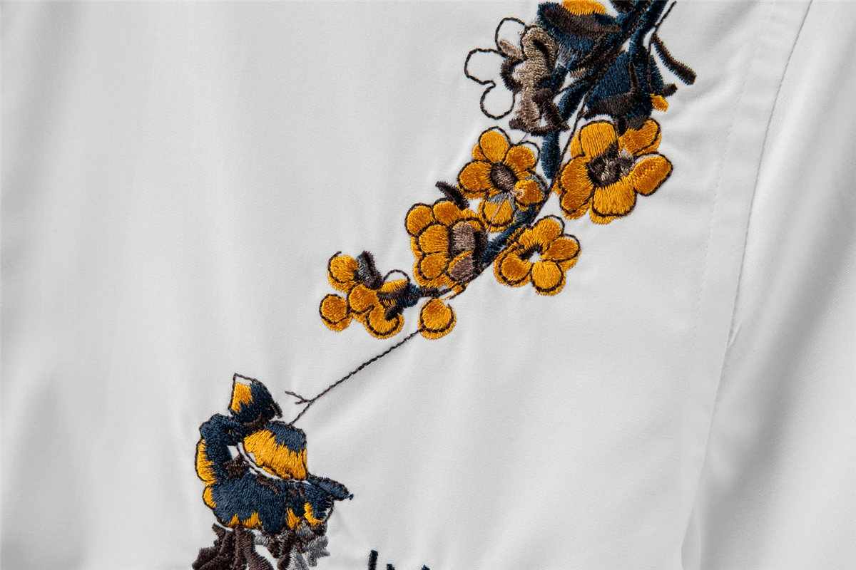 New Short Sleeve Mens Shirts Luxury Plum Blossom And Bee Embroidery Male Plus Size 4xl Slim Fit Fashion Man | Мужская одежда