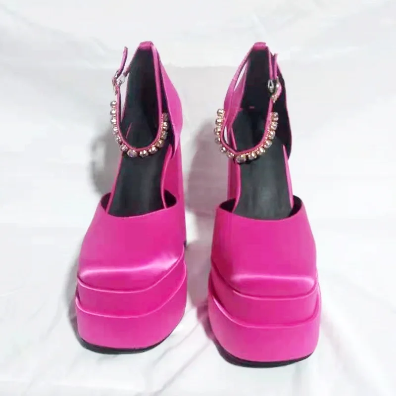 Туфли-лодочки женские из атласной ткани роскошные модельные босоножки с пряжкой