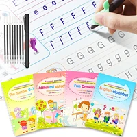 reusable 4pcs magic practice book free wiping childrens toy writing sticker english copybook children book for calligraphy toys
