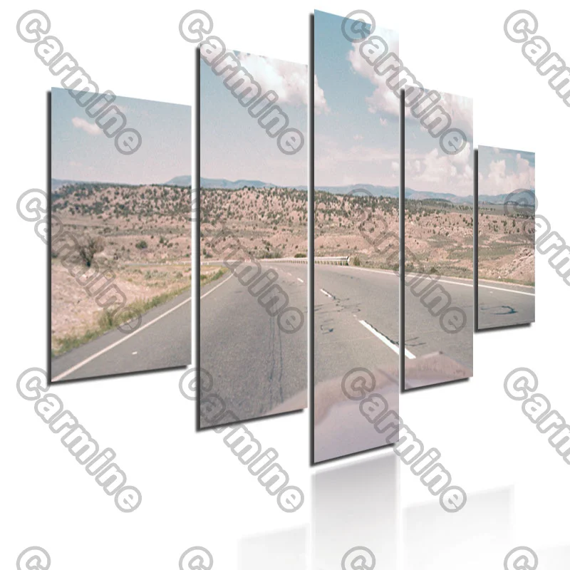 

Poster Empty Highway Clear Sky Landscape Canvas Painting 5Pcs Posters Painting Wall Art Decoration for Living Room Frameless