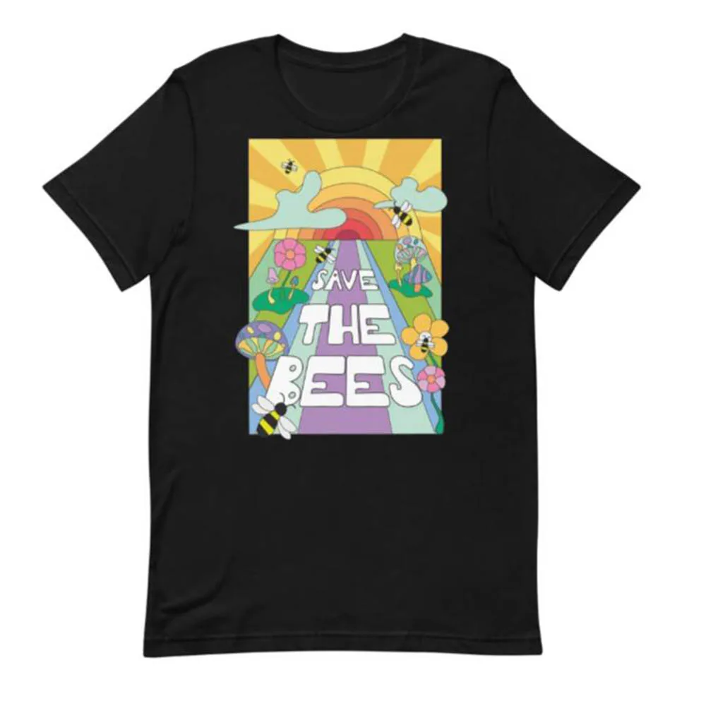 

Save The Bees Cotton T Shirts Woman Beautiful Graphic Tee Shirt Summer Fashion White Womens Clothing Cotton Bee Kind Shirts 3XL