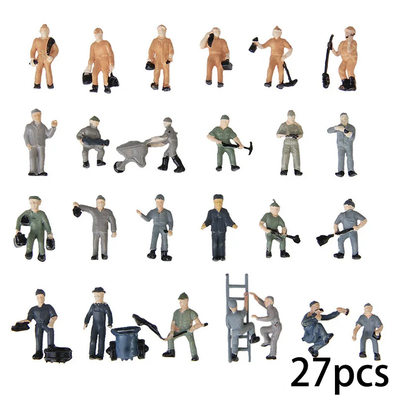 

27 Pcs/set Model Train Railway Worker People Figures Diorama Layout Scale 1:87 Sand Table Model Making декор дома для дома декор