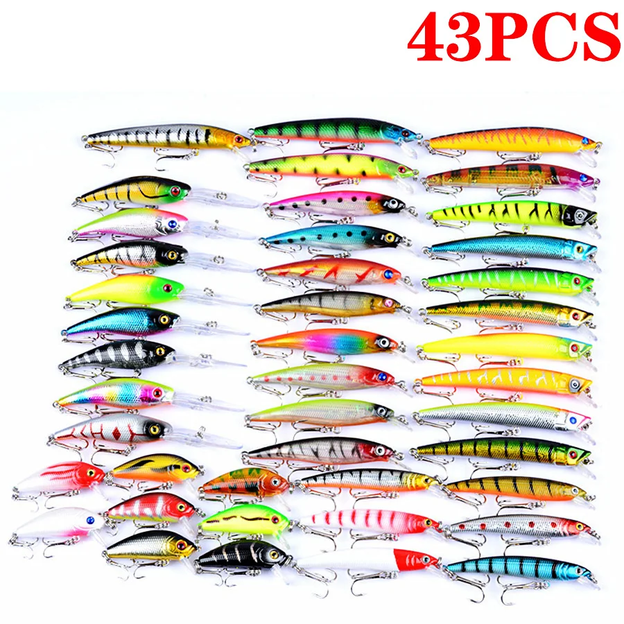 Набор рыболовных приманок 43/46 шт. набор жестких/искусственных наживок Воблер для