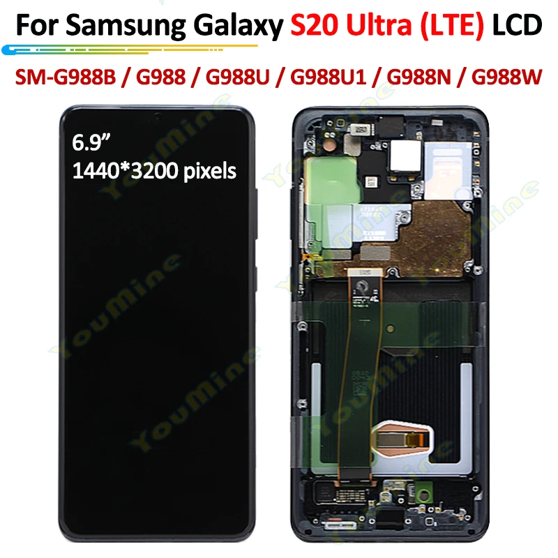ЖК дисплей 6 7 дюйма для Samsung Galaxy s20 Ultra с сенсорной панелью и дигитайзером в сборе