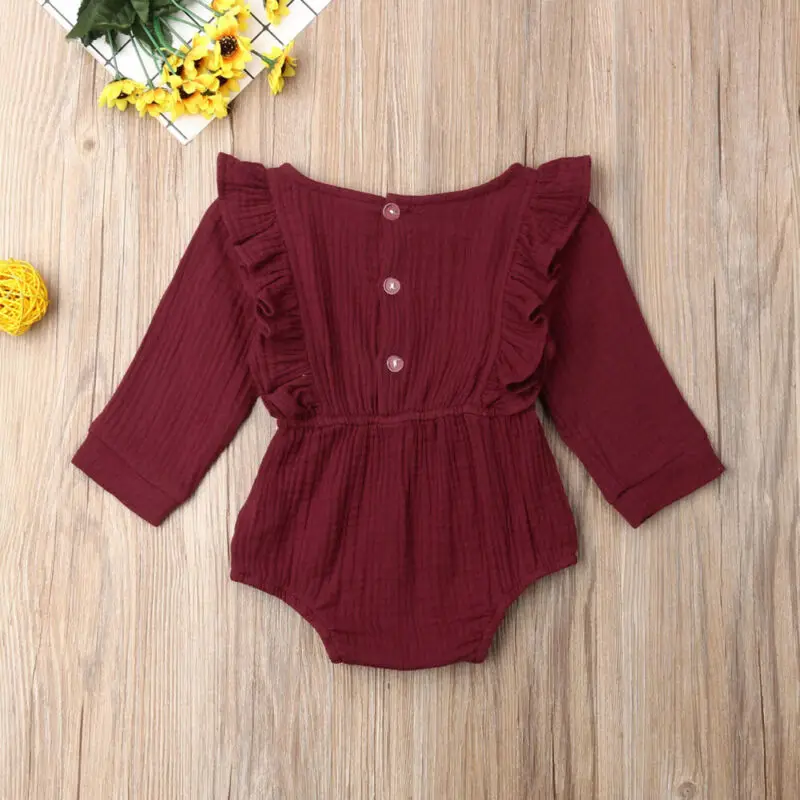 New Autumn Baby Rompers Newborn Girl Clothes Long Sleeve Ruffle Romper Jumpsuit Outfit|Ромперы| |