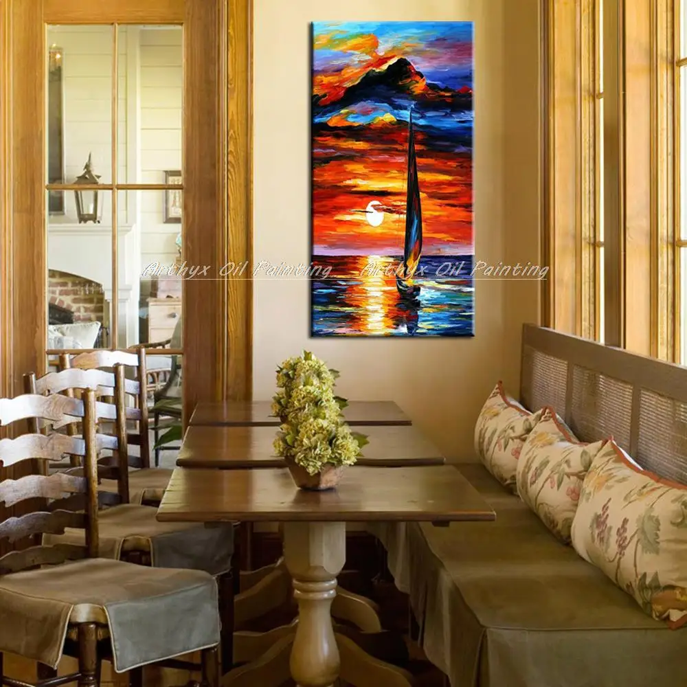 Arthyx ручная роспись палитра нож лодка Масляные картины на холсте Современные