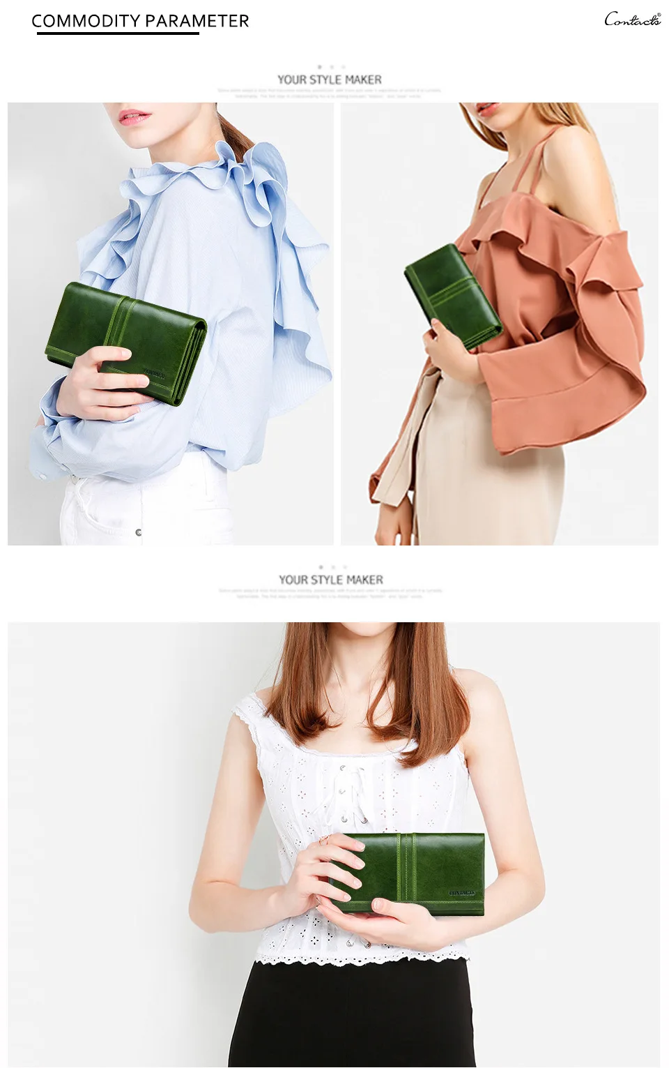 Women's Wallets Genuine Leather Casual Long Clutch Purse Money Bag Multi-function Card Cross Pattern Detachable Billetera Mujer